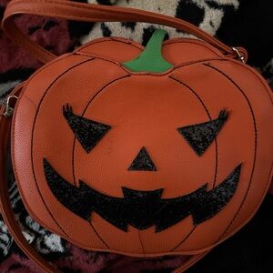 Orange Pumpkin Crossbody Bag with Green Stem